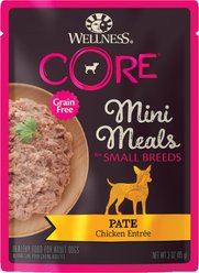 Wellness CORE Grain-Free Small Breed Mini Meals Chicken Pate Dog Food Pouches, 3-oz tray, bundle of 36