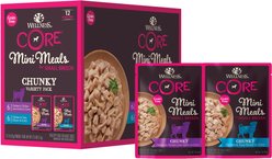 Wellness CORE Mini Meals Chicken & Chicken Liver, Chicken & Tuna Variety Pack Dog Food Pouches, 3-oz tray, bundle of 36