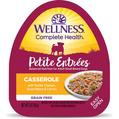 Wellness Wellness Complete Health Petite Entrees Adult Small Breed Grain-Free Chicken, Green Beans & Carrots Casserole Wet Dog Food, 3-oz cup, bundle of 24