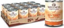 Wellness Ninety-Five Percent Turkey Grain-Free Canned Dog Food, 13.2-oz can, bundle of 24
