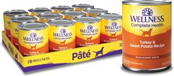 Wellness Complete Health Turkey & Sweet Potato Formula Canned Dog Food, 12.5-oz can, bundle of 24