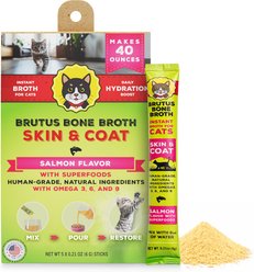 ​​Brutus Broth Skin & Coat Salmon Flavored Hydrating Broth for Cat Food Topper, 5 count