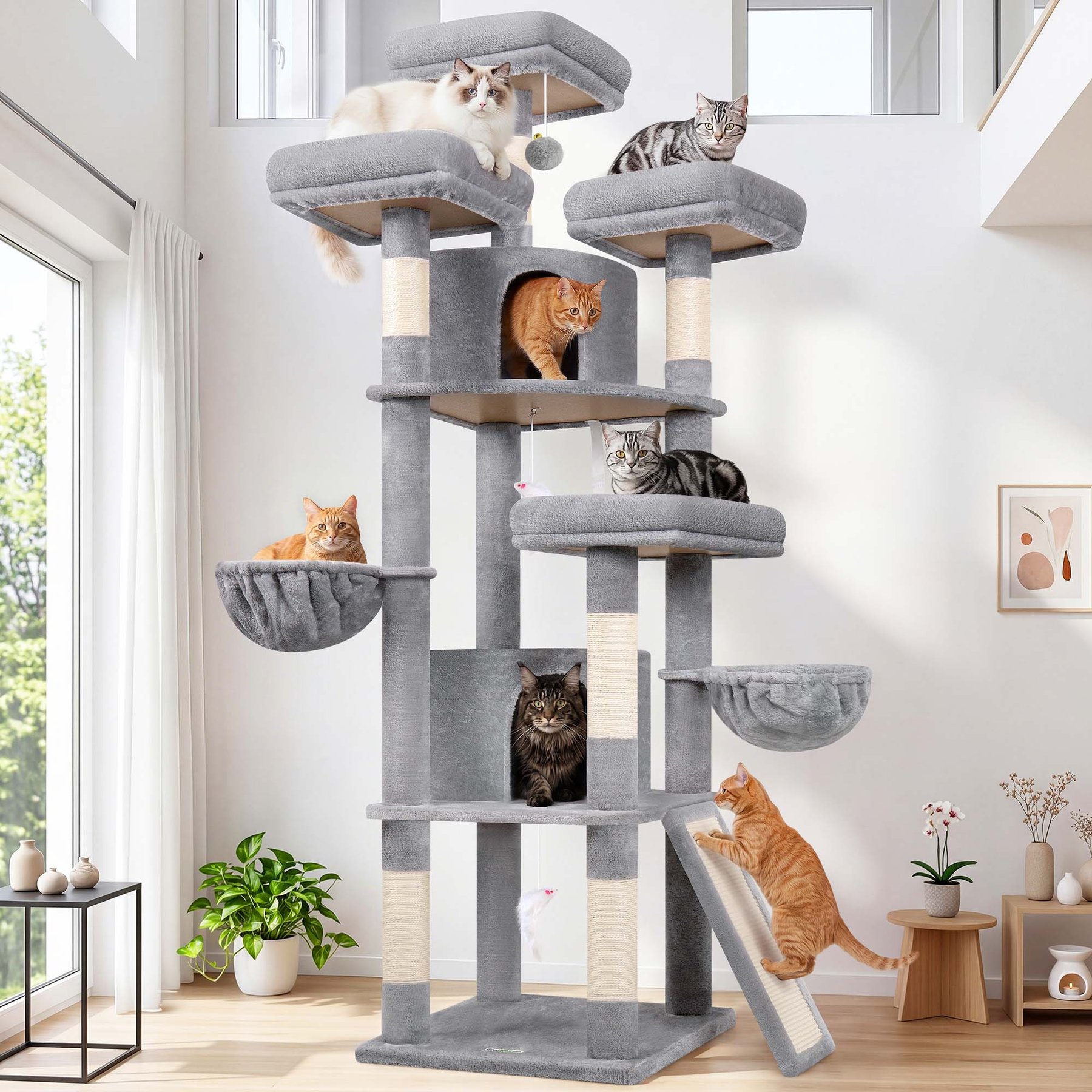 Globlazer 80-in Cat Tree, Light Gray