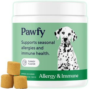 Pawfy Allergy & Immune Turkey Flavor Dog Supplement, 30 count