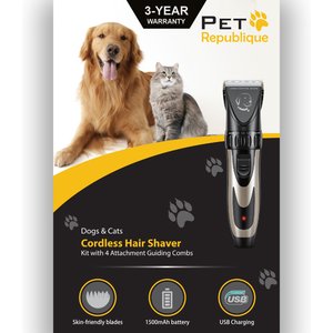 Pet Republique Hair Clipper Rechargeable & Quite with Guide Combs for Dogs & Cats