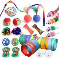 NonoPets Interactive Variety Set Essential Play & Exercise Bundle Plush Cat Toy, 19 count