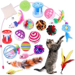 NonoPets Essential Interactive Multi-Sensory Exercise & Play Bundle Tough Chew Plush Cat Toy, 30 count