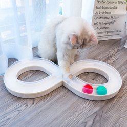 NonoPets Interactive Figure-8 Exercise Track Cat Toy with Chasing Balls, White