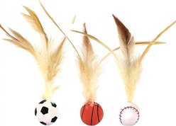 NonoPets Sports-Themed Elastic Feather Exercise Ball Cat Toy Set