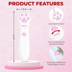 NonoPets 6-in-1 Multi-Pattern Laser Pointer, Ergonomic Paw-Shaped Interactive Electronic Motion Cat Toy, White slide 2 of 4