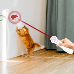 NonoPets 6-in-1 Multi-Pattern Laser Pointer, Ergonomic Paw-Shaped Interactive Electronic Motion Cat Toy, White