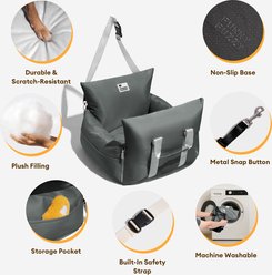 FunnyFuzzy First Class Waterproof Dog Car Seat Bed, Charcoal Gray, Single slide 2 of 9
