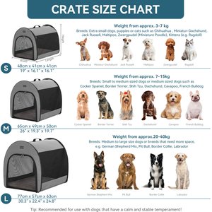 Petsfit Portable Soft-Sided Dog & Cat Crate, Grey, 30.3 inch