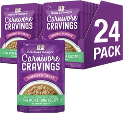 Stella & Chewy's Carnivore Cravings Morsels'N'Gravy Salmon & Tuna Recipe Cat Food, 2.8-oz pouch, case of 12