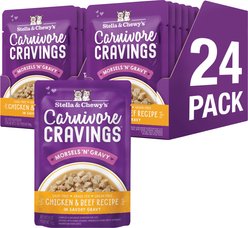 Stella & Chewy's Carnivore Cravings Morsels'N'Gravy Chicken & Beef Recipe Cat Food, 2.8-oz pouch, case of 12