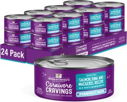 Stella & Chewy's Purrfect Pate Salmon, Tuna & Mackerel Flavored Pate Wet Cat Food, 2.8-oz can, case of 24