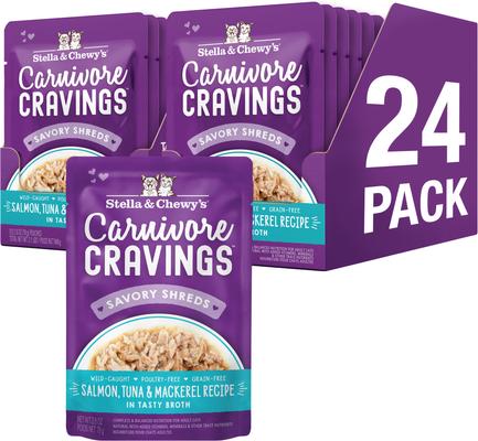 Stella & Chewy's Carnivore Cravings Salmon, Tuna & Mackerel Flavored Shredded Wet Cat Food