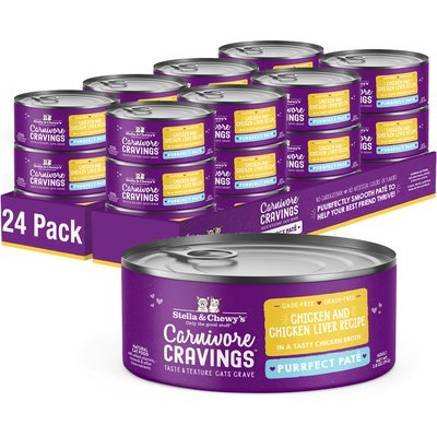 Stella & Chewy's Stella & Chewy's Purrfect Pate Chicken & Chicken Liver Flavored Pate Wet Cat Food, 2.8-oz can, case of 24