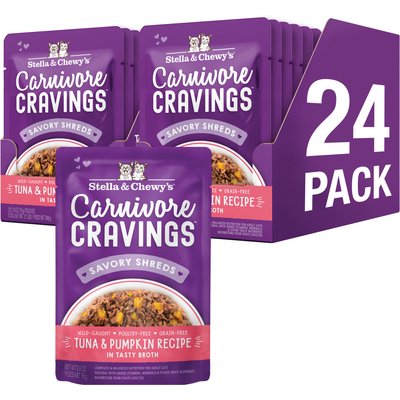 Stella & Chewy's Stella & Chewy's Carnivore Cravings Tuna & Pumpkin Flavored Shredded Wet Cat Food, 2.8-oz pouch, case of 24