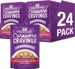Stella & Chewy's Carnivore Cravings Chicken & Tuna Flavored Shredded Wet Cat Food, 2.8-oz pouch, case of 24