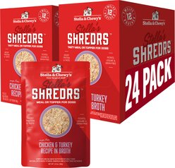 Stella & Chewy's Stella’s Shredrs Cage Free Chicken & Turkey Recipe in Broth Adult Wet Dog Food, 2.8-oz pouch, case of 24