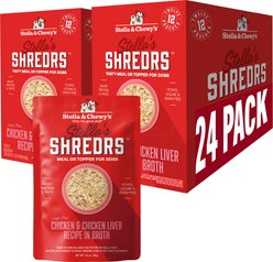 Stella & Chewy's Stella’s Shredrs Cage Free Chicken & Chicken Liver Recipe in Broth Adult Wet Dog Food, 2.8-oz pouch, case of 24