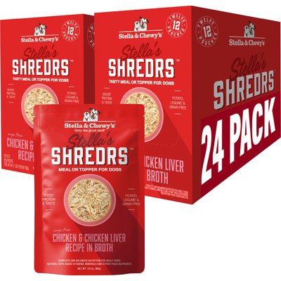 Stella & Chewy's Stella & Chewy's Stella’s Shredrs Cage Free Chicken & Chicken Liver Recipe in Broth Adult Wet Dog Food, 2.8-oz pouch, case of 24