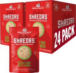 Stella & Chewy's Stella’s Shredrs Cage Free Chicken & Duck Recipe in Broth Adult Wet Dog Food, 2.8-oz pouch, case of 24