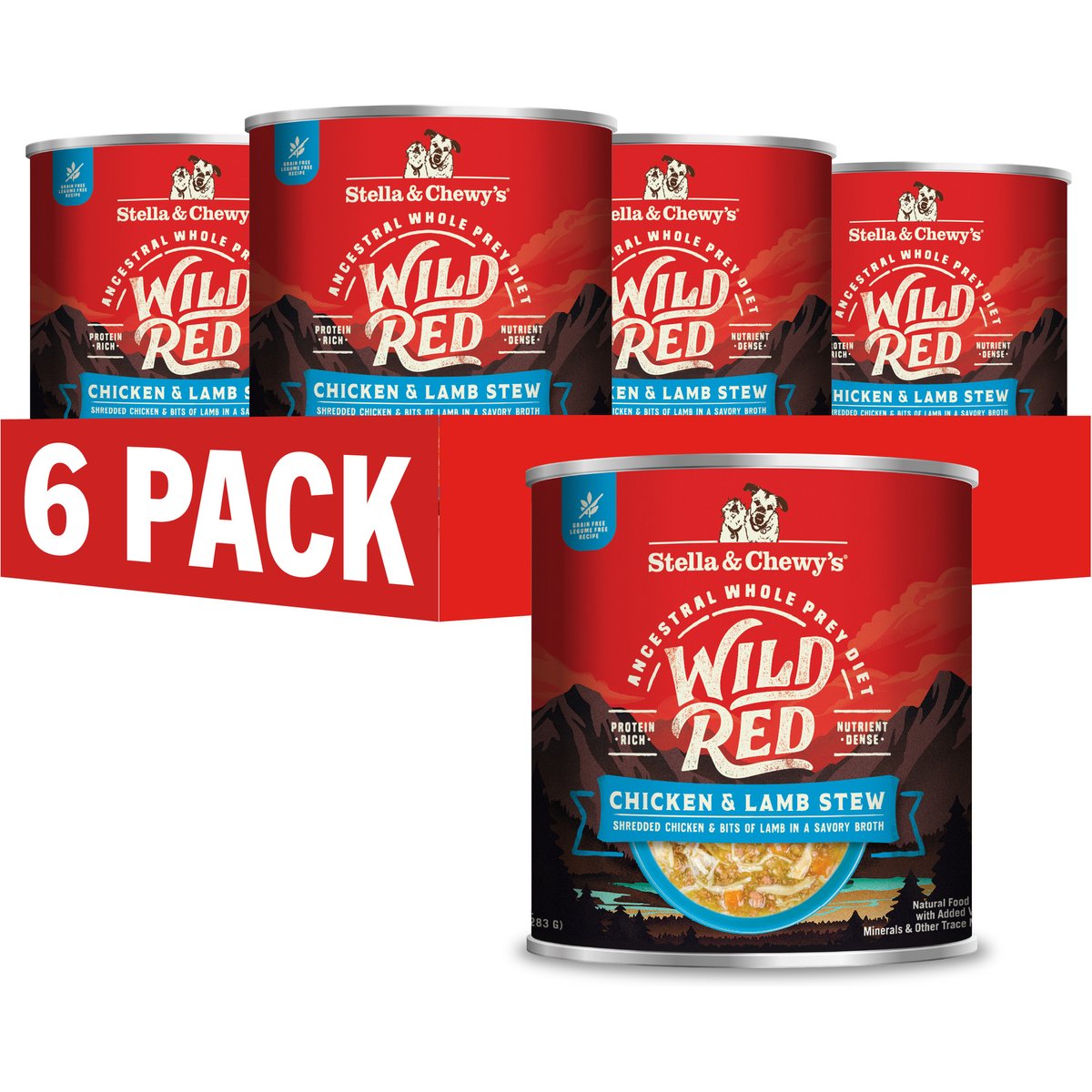 Stella & Chewy's Wild Red Grain-Free Chicken & Lamb Stew Wet Dog Food, 10-oz can, case of 6
