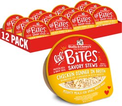 Stella & Chewy's Lil Bites Savory Stews Grain-Free Chicken in Broth Flavored Shredded Small Breed Wet Dog Food, 2.7-oz cup, case of 12