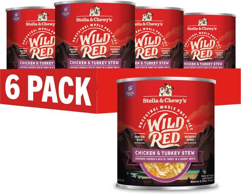 Stella & Chewy's Wild Red Grain-Free Chicken & Turkey Stew Wet Dog Food, 10-oz can, case of 6