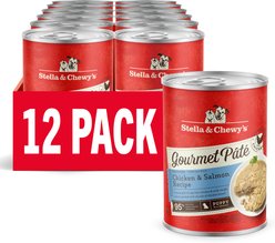 Stella & Chewy's Gourmet Pate Cage-Free Chicken & Salmon Puppy Grain-Free Wet Dog Food, 12.5-oz can, case of 12