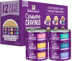 Stella & Chewy's Carnivore Cravings Savory Shreds Variety Pack Cat Food, 2.8-oz can, case of 12