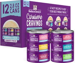 Stella & Chewy's Carnivore Cravings Purrfect Pate Variety Pack Cat Food, 2.8-oz can, case of 12 slide 1 of 9