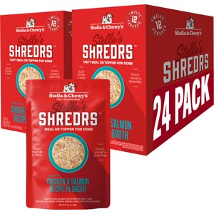 Stella & Chewy's Stella’s Shredrs Cage Free Chicken & Salmon Recipe in Broth Adult Wet Dog Food, 2.8-oz pouch, case of 24