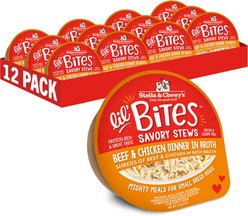 Stella & Chewy's Lil Bites Savory Stews Grain-Free Beef & Chicken in Broth Flavored Shredded Small Breed Wet Dog Food, 2.7-oz cup, case of 12