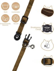 NonoPets Butter Forest Plush Braided Adjustable Small Dog & Cat Collar with Safety Breakaway Buckle & Jingle Bell, Brown, Small: 6.3 to 9.8-in neck, 1/2-in wide slide 2 of 4