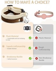 NonoPets Butter Forest Plush Braided Adjustable Small Dog & Cat Collar with Safety Breakaway Buckle & Jingle Bell, White, Medium: 7.9 to 11.8-in neck, 1/2-in wide slide 2 of 4