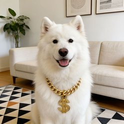 NonoPets Luxury Cuban Adjustable Link Gold Chain Dog & Cat Collar with Gold Dollar, Medium: 11 to 13-in neck, 1/2-in wide slide 2 of 3