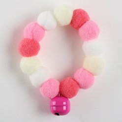 NonoPets Viral Rainbow Pom-Pom Lightweight Fashionable Jingle Bell Choker Small Dog & Cat Collar, Pink, Small: 6-in neck, 1/2-in wide slide 2 of 2