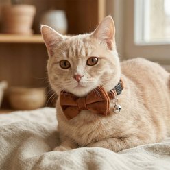 NonoPets Elegant Velvet Bow Tie Adjustable Small Dog & Cat Collar with Jingle Bell, 7.5 to 12.6-in neck, 1/2-in wide, Brown slide 2 of 2