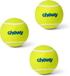 Chewy Made Fetch Squeaky Yellow Tennis Ball Dog Toy, 3 count bundle, Medium