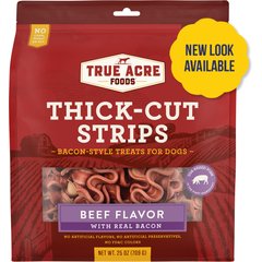 True Acre Foods Thick Cut Strips with Real Bacon and Beef Dog Treats, 25-oz bag (NEW LOOK AVAILABLE), 25-oz bag