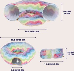 Happy & Polly Rainbow Striped Orthopedic Bolster Cat Bed with Circle Tunnel slide 2 of 9