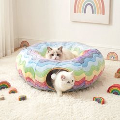 Happy & Polly Sun Nest Retreat Rainbow Striped Tunnel Cat Toy