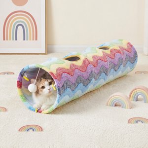 Happy & Polly Cozy Convertible Cat Tunnel Toy, Rainbow