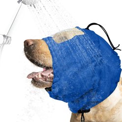 NANAKI Adjustable Reusable Waterproof Ear Muffs Snood Protection for Bathing, Grooming, Swimming Dog Shower Cap, Standard, Blue