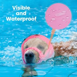 NANAKI Adjustable Reusable Waterproof Ear Cover for Bathing, Grooming, Swimming Dog Shower Cap, Standard, Pink slide 2 of 6