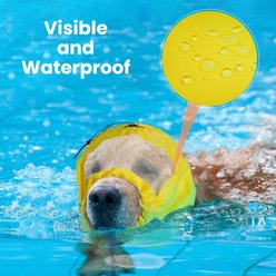 NANAKI Adjustable Reusable Waterproof Ear Cover for Bathing, Grooming, Swimming Dog Shower Cap, Standard, Yellow slide 2 of 6