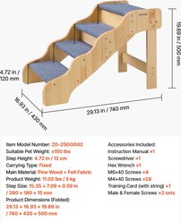 jansno Non-Slip Surface Cat & Dog Stairs, Natural, 4 steps slide 2 of 8